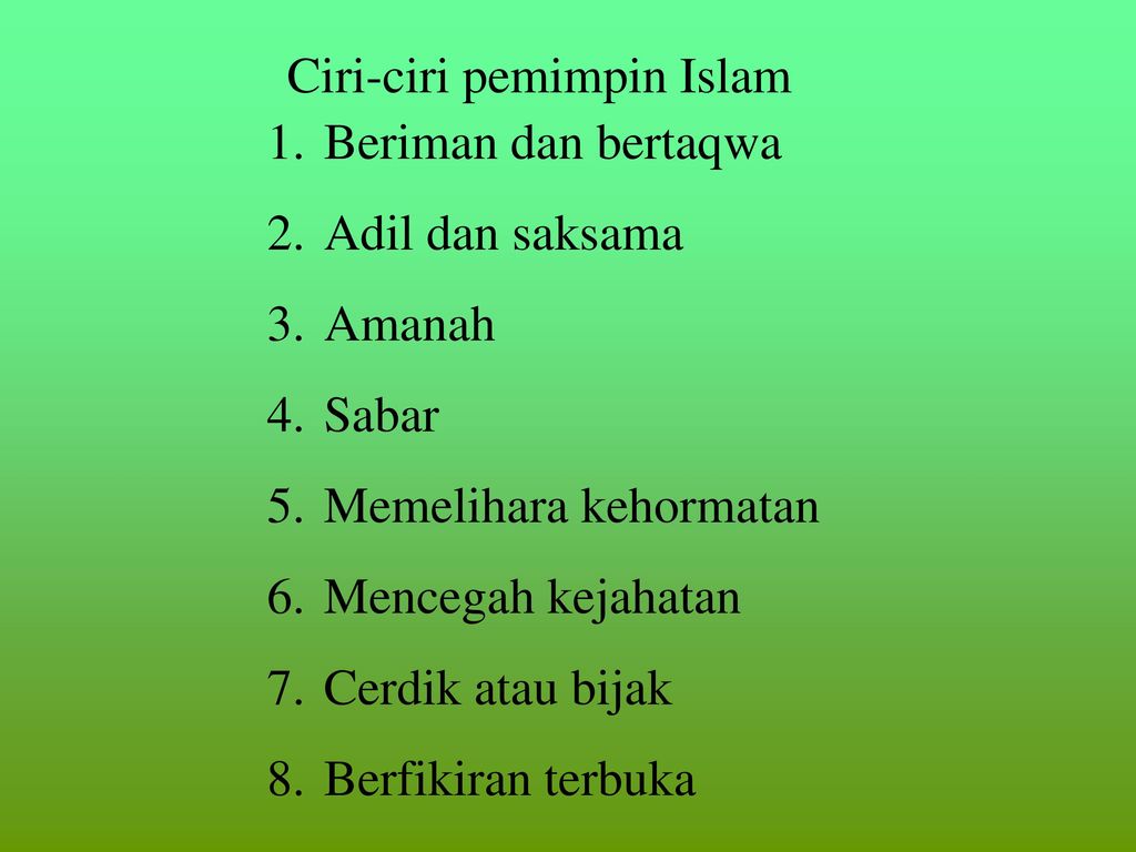 Ciri Ciri Pemimpin Mengikut Panduan Islam